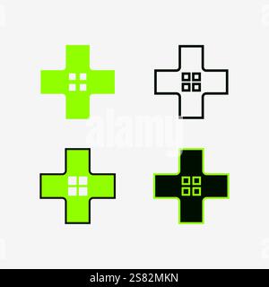 hospital and health care logo design vector cross logo design graphic Stock Vector