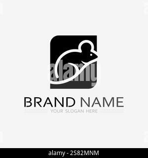 Mouse logo and animal vector design illustration Stock Vector