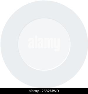 Top view of an empty round white dinner plate vector Stock Vector