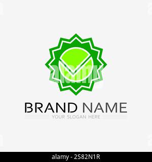 check mark logo and symbol icon design vector illustration Stock Vector