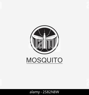 Mosquito icon and insect logo animal illustration design graphic Stock Vector
