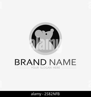 Mouse logo and animal vector design illustration Stock Vector