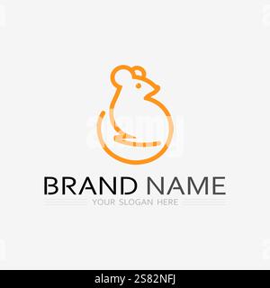 Mouse logo and animal vector design illustration Stock Vector