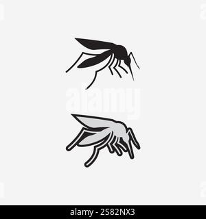 Mosquito icon and insect logo animal illustration design graphic Stock Vector