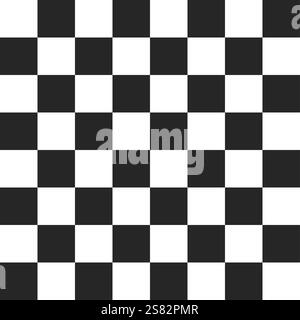 Seamless grid of checkered squares or pixels in repeating black and white vector pattern Stock Vector
