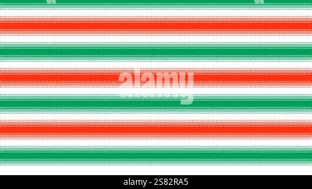 Pixel art green, red and white background. Horizontal stripes dithering backdrop. Vector illustration Stock Vector