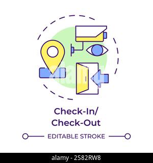 Check in and check out multi color concept icon Stock Vector