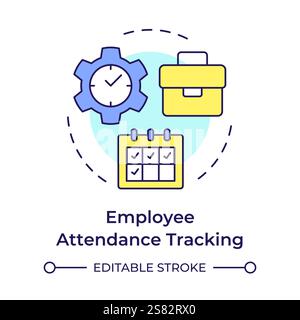 Employee attendance tracking multi color concept icon Stock Vector
