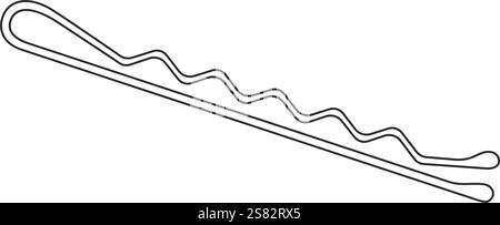 Side view of a bobby pin or hair pin used in female hairstyles in line art vector Stock Vector