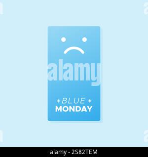 Blue Monday. The most depressing day of the year. Minimalist banner. Vector illustration, flat design Stock Vector