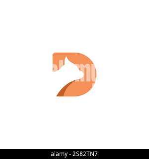 Letter D Cat Icon Logo Vector. Suitable For Pet Shop Logo Stock Vector