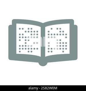 Braille open book vector icon. Book and alphabet for visually impaired people. Stock Vector