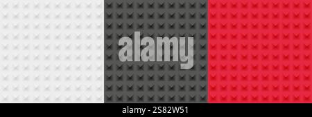 White, black and red 3D background set Stock Vector