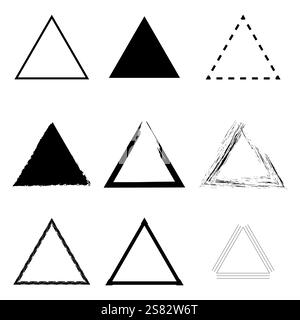 Triangle shape set. Geometric triangle icons. Artistic outline forms. Minimal vector graphic. Stock Vector