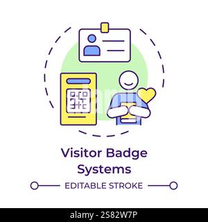 Visitor badge systems multi color concept icon Stock Vector