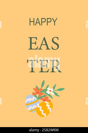 Happy easter celebration design with decorative eggs. Stock Vector