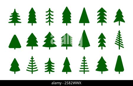 Christmas tree icon set. Stock Vector