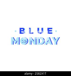 Blue Monday. The most depressing day of the year. Minimalist banner. Vector illustration, flat design Stock Vector