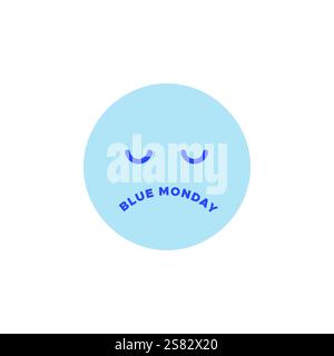 Blue Monday. The most depressing day of the year. Sad character. Vector illustration, flat design Stock Vector