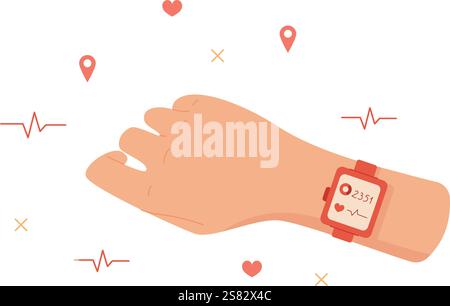 Hand Holding Smartwatch Mobile App Stock Vector
