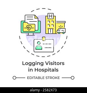 Hospital visitors logging multi color concept icon Stock Vector