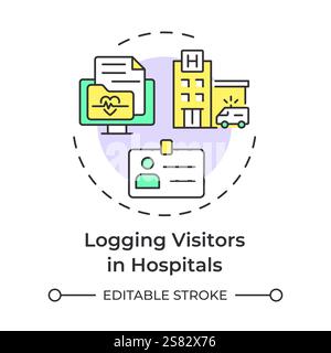 Hospital visitors logging multi color concept icon Stock Vector