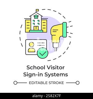 School visitor sign in systems multi color concept icon Stock Vector