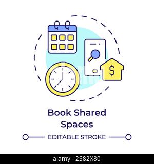 Book shared spaces multi color concept icon Stock Vector