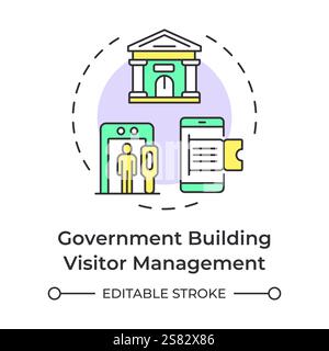 Government building visitor management multi color concept icon Stock Vector