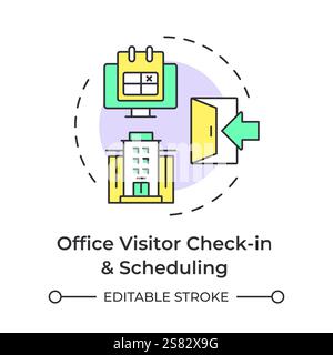 Office visitor check in and scheduling multi color concept icon Stock Vector