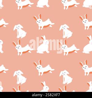 Happy easter bunny patterns for decorative design and holiday crafts. Stock Vector