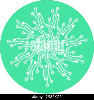 Artificial intelligence network icon with dynamic circuitry on turquoise background Stock Vector