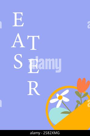Easter celebration poster design with floral accents. Stock Vector