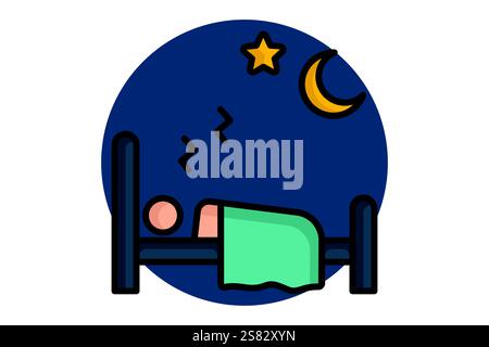 Sleep icon. colored outline icon style. icon related to time and date. time elements vector illustration Stock Vector