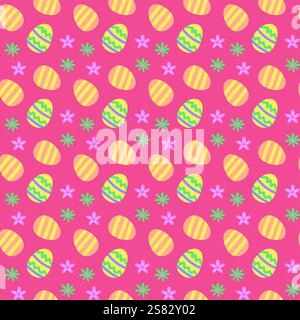 Colorful easter egg and flower pattern for festive spring designs. Stock Vector