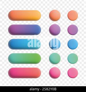 Colorful 3d buttons set Stock Vector