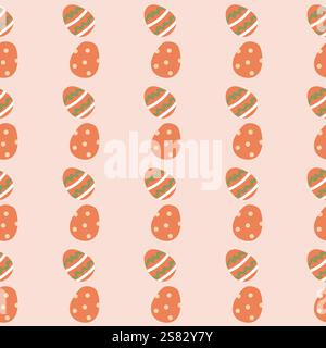 Colorful easter egg patterns in repeating rows for festive design. Stock Vector