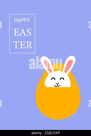 Happy easter poster design featuring cute bunny and egg illustration. Stock Vector