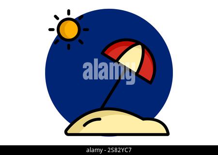 Summer icon. colored outline icon style. icon related to holiday, time and date. time elements vector illustration Stock Vector