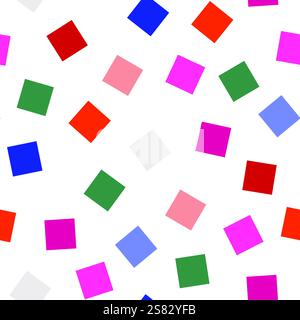 Rainbow Checkerboard retro colors vector seamless pattern. Geometric abstract background. Checkered surface design. Stock Vector