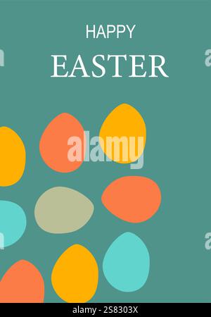 Happy easter greeting poster with colorful egg design for festive decor. Stock Vector