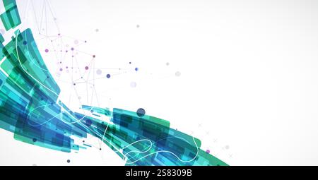 Abstract wave of rectangles with plexus elements. Hand drawn vector. Stock Vector