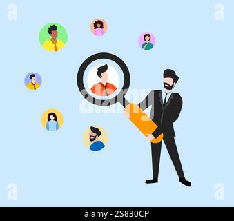 Business vector illustration art networking with blue background Stock Vector