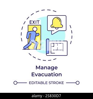 Manage evacuation multi color concept icon Stock Vector