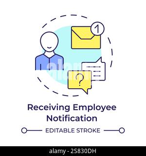 Receiving employee notification multi color concept icon Stock Vector