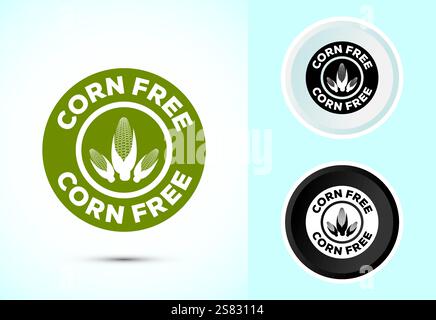 Corn free icon design illustration. Natural products, allergens, Food Intolerance Stock Vector