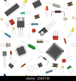 micro scheme pattern. reductor transistor microelectronic chipset seamless background Stock Vector