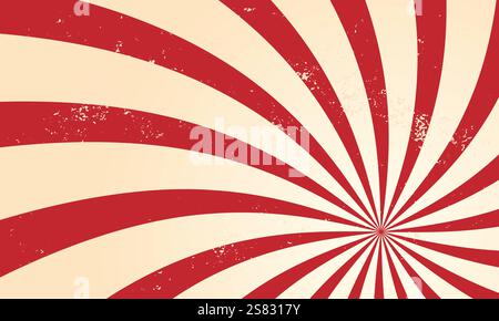 Abstract grunge background with bright red rays on white background. Vintage circus background. Vector Stock Vector