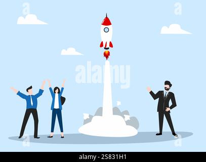 Business vector illustration art networking with blue background Stock Vector