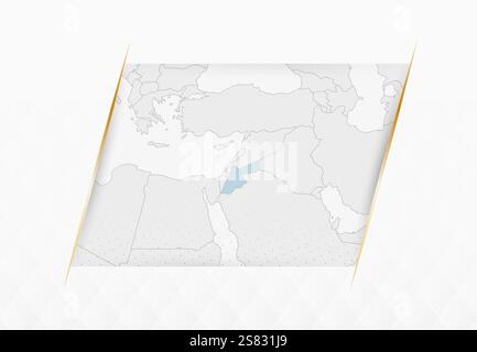 Jordan Map in Blue with Gold Framed Accents. Modern Vector Map of ...